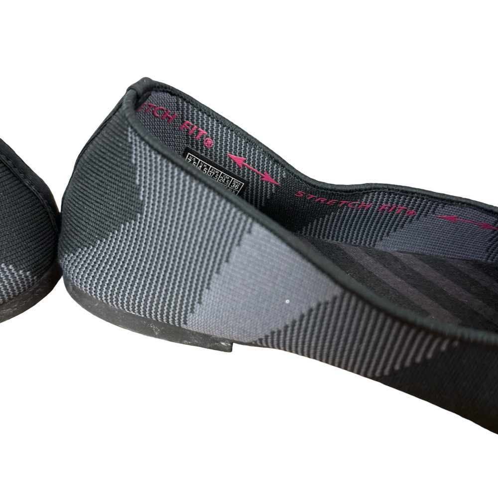 Skechers Cleo Sherlock Geo-Knit Fabric Slip On Flats Shoes Gray Black sz 7.5 - Picture 3 of 16